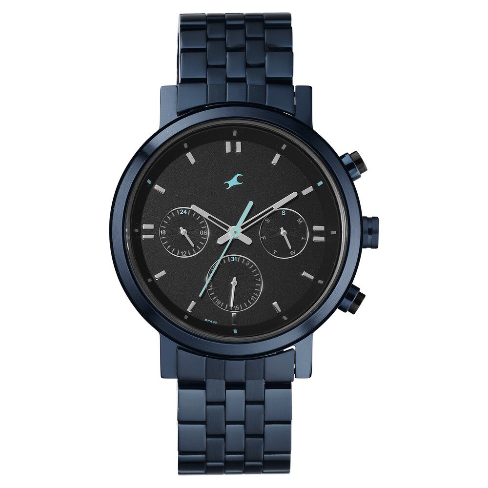 Buy Online Fastrack Tick Tock Quartz Analog Black dial Metal Strap