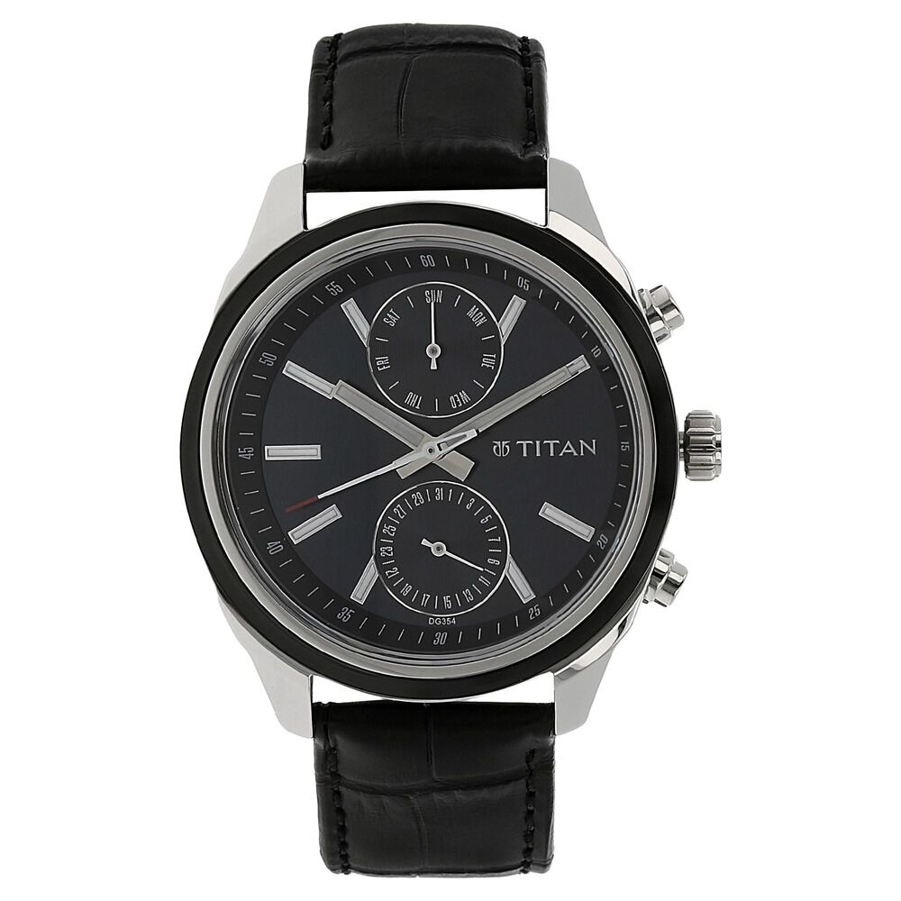 Buy Online Titan Men s Midnight Precision Multifunction Blue Dial with Classic Leather Strap Watch ns1733kl01 Titan