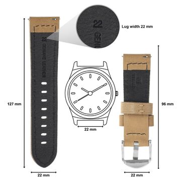 22 mm Brown Genuine Leather Straps for Men