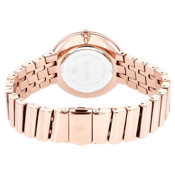 Titan Purple Unending Beauty Rose Gold Dial Analog Stainless Steel Strap Watch for Women - image number 4