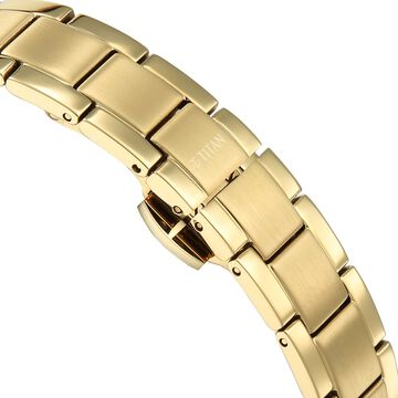 Titan Edge Gleam Quartz Analog Champagne Dial Golden Stainless Steel Strap Watch For Women