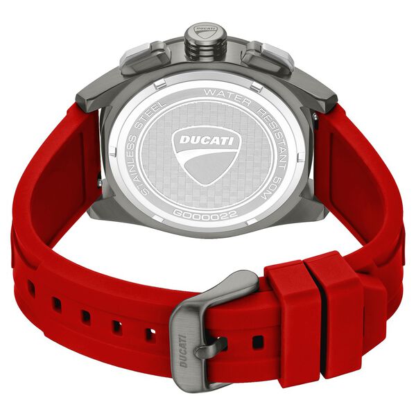 Ducati Quartz Chronograph Black Dial Red Silicone Strap Watch For Men - image number 2