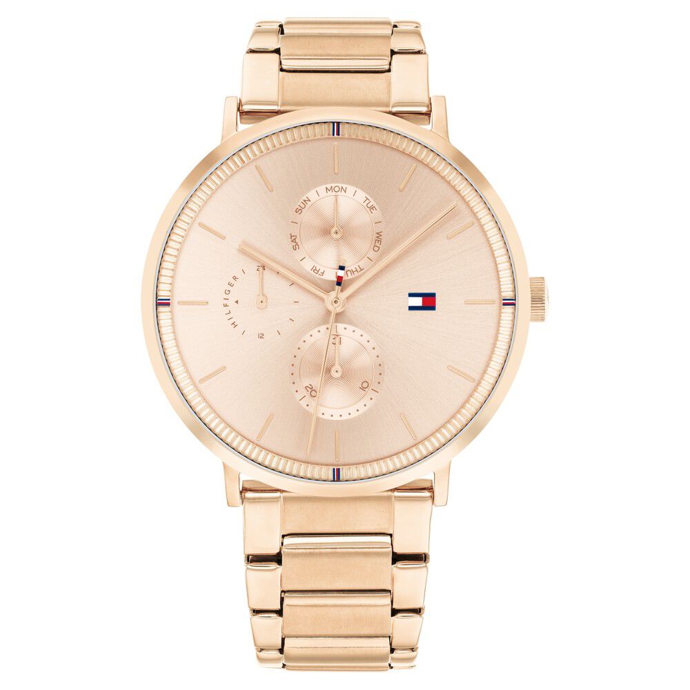 Buy Online Tommy Hilfiger Quartz Multifunction Rose Gold Dial Stainless Steel Strap Watch for Women neth1782296 Titan