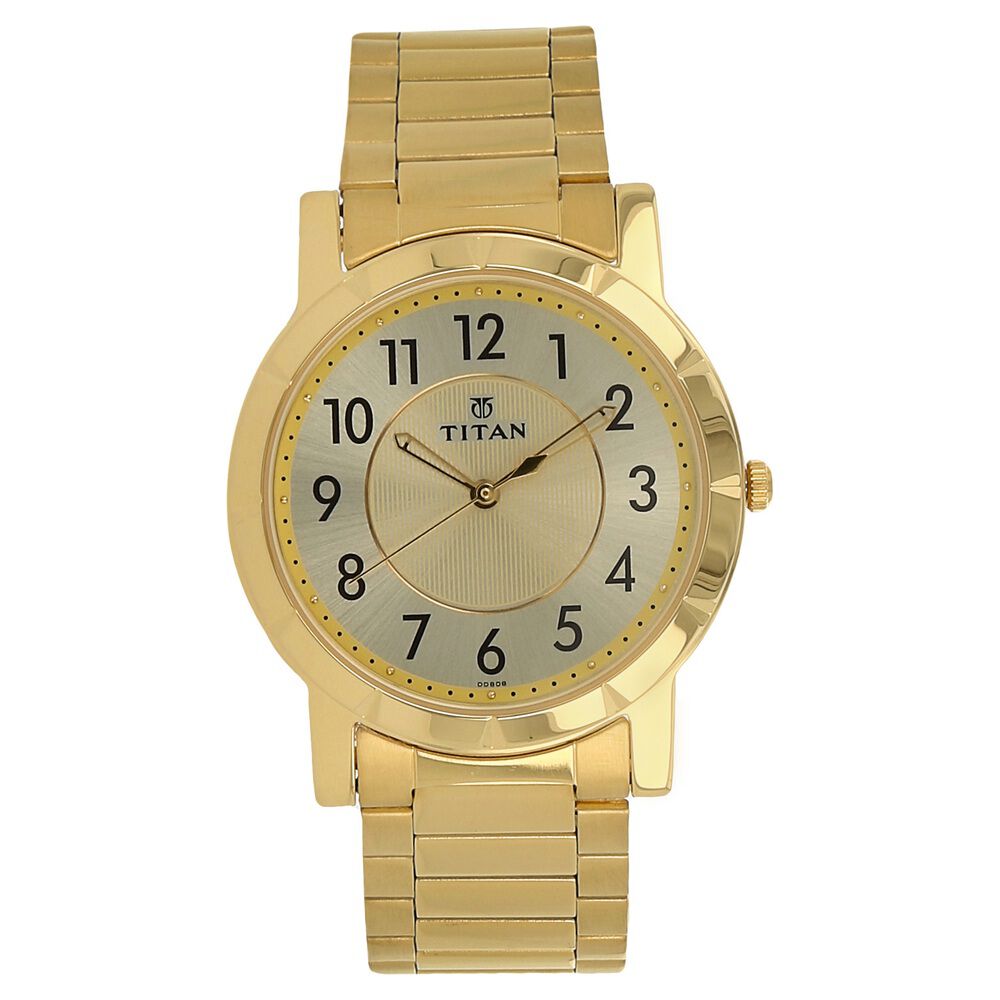 Buy Online Titan Champagne Dial Analog Stainless Steel Strap Watch for Men nm1647ym02 Titan