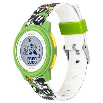 Zoop Looney Tunes Digital Watch with Green Case and Green Multi Color Strap for Boys Girls Kids, from House of Titan