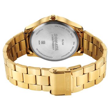 Sonata Traditional Essentials Quartz Analog Multicoloured Dial Golden Metal Strap Watch For Men