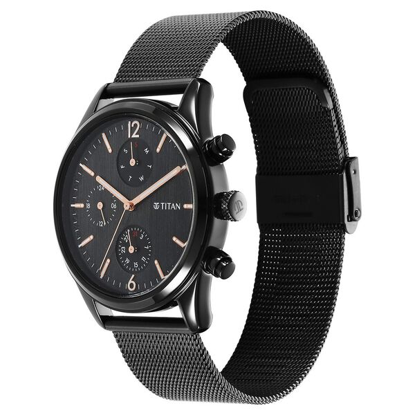 Buy Online Titan Neo Black Gold Quartz Analog with Day and Date