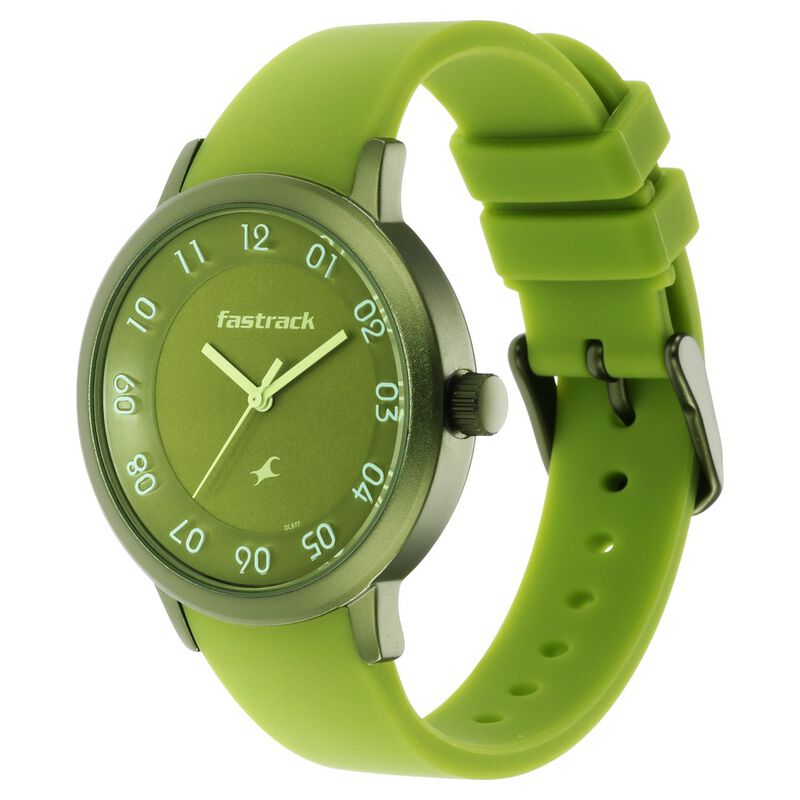 Pop Colours Green Dial Silicone Strap Watch for Girls - image number 3