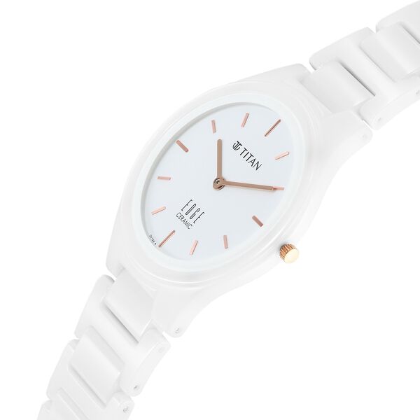 Titan Edge Ceramic Quartz in Arctic White Dial Watch for Women - image number 1