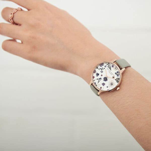 Olivia Burton Quartz Analog White Dial Leather Strap Watch for Women - image number 3