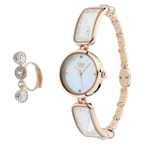 Titan Raga Cocktails Mother of Pearl Dial Analog Metal Strap Watch for Women - image number 3