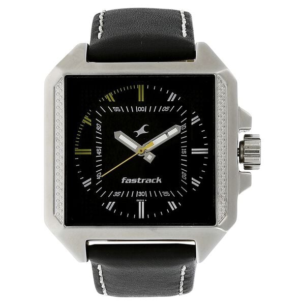 Fastrack Quartz Analog Black Dial Leather Strap Watch for Guys - image number 0