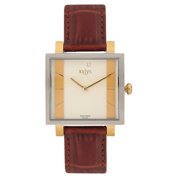 Xylys Swiss Analog Brown Leather Strap and Champagne Dial Watch For Men - image number 0