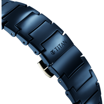 Titan Edge Fumage Quartz Analog Blue Dial Blue Ceramic Strap Watch For Men