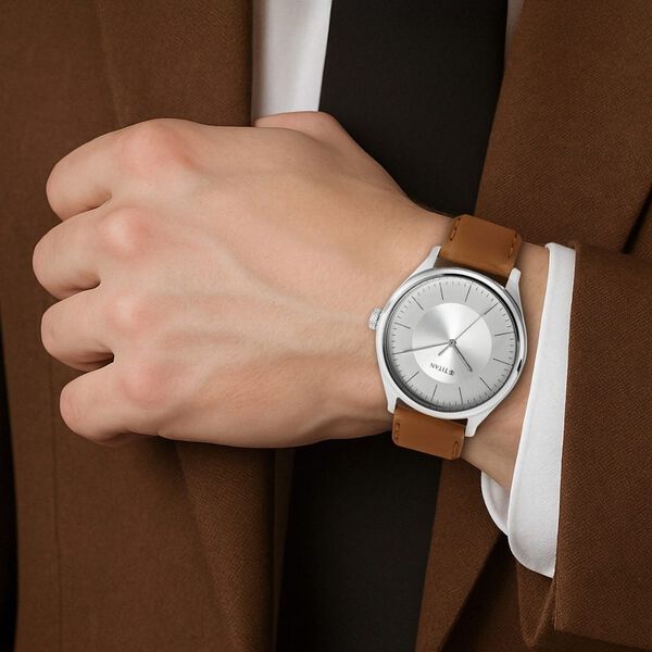 Titan Men's Urban Edge Lustrous White Dial Leather Watch - image number 5