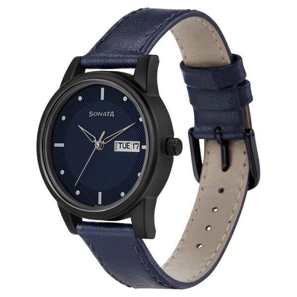 Sonata Lite Blue Dial Women Watch With Leather Strap - image number 1
