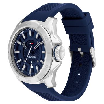 Tommy Hilfiger Quartz Analog with Date Blue Dial Blue Silicone Strap Watch for Men