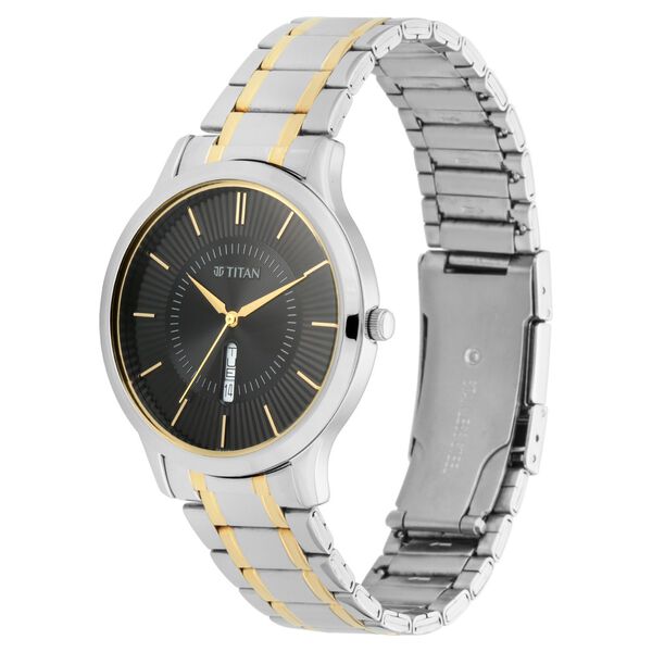 Titan Quartz Analog with Day and Date Black Dial Metal Strap Watch for Men - image number 2