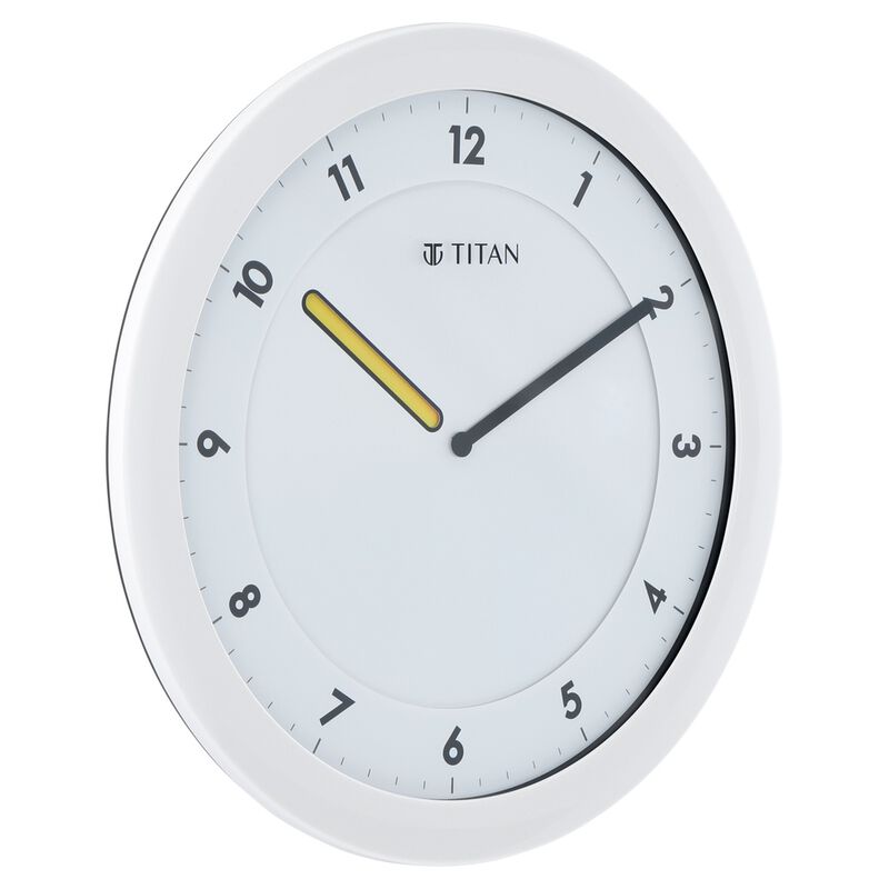 Buy Online Titan White Slim Wall Clock with colour changing hour hands