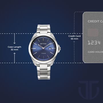 Titan Titanium Quartz Analog Blue Dial Titanium Strap Watch for Men