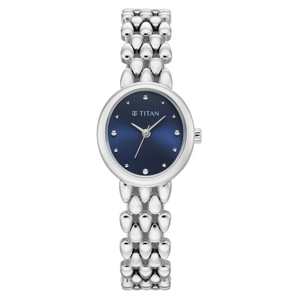 Titan Purple Serein Quartz Analog Blue Dial Silver Metal Strap Watch For Women - image number 0