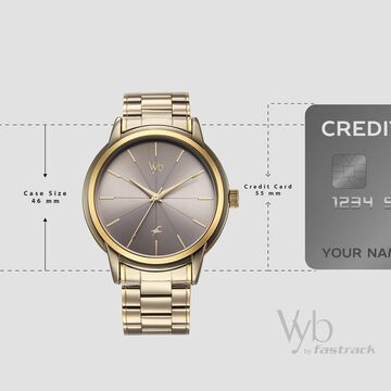 Fastrack Vyb Phantom Quartz Analog Khaki Dial Metal Strap Watch For Guys