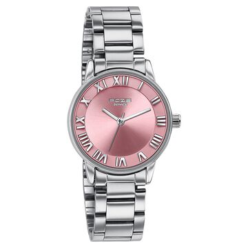 Sonata Poze Quartz Analog Pink Dial Silver Metal Strap Watch For Women