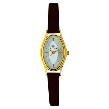 Titan Classic Champagne Dial Analog Leather Strap watch for Women