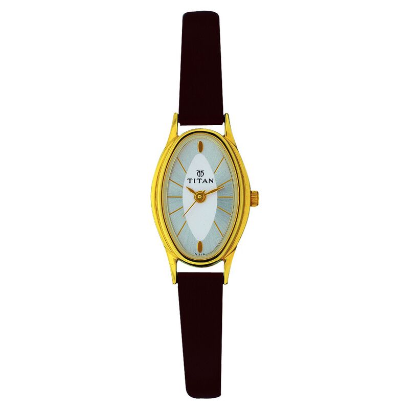 Titan Classic Champagne Dial Analog Leather Strap watch for Women - image number 0