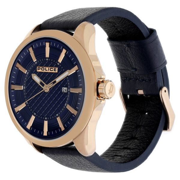 Police Quartz Analog with Date Blue Dial Leather Strap Watch for Men - image number 2