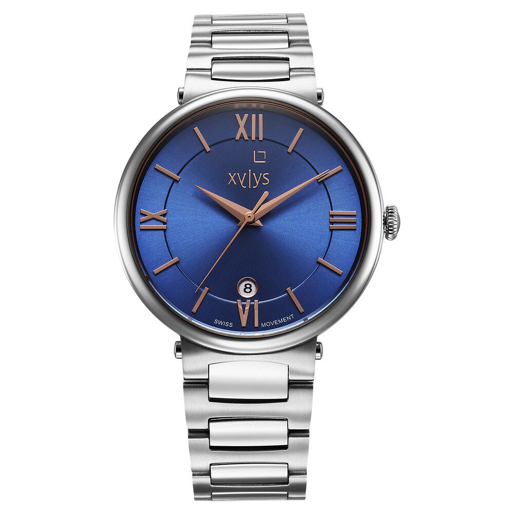 Buy Online Xylys Quartz Analog with Date Blue Dial Silver