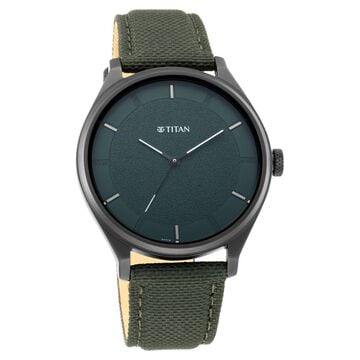 Titan Workwear Green Dial Analog Leather Strap Watch for Men
