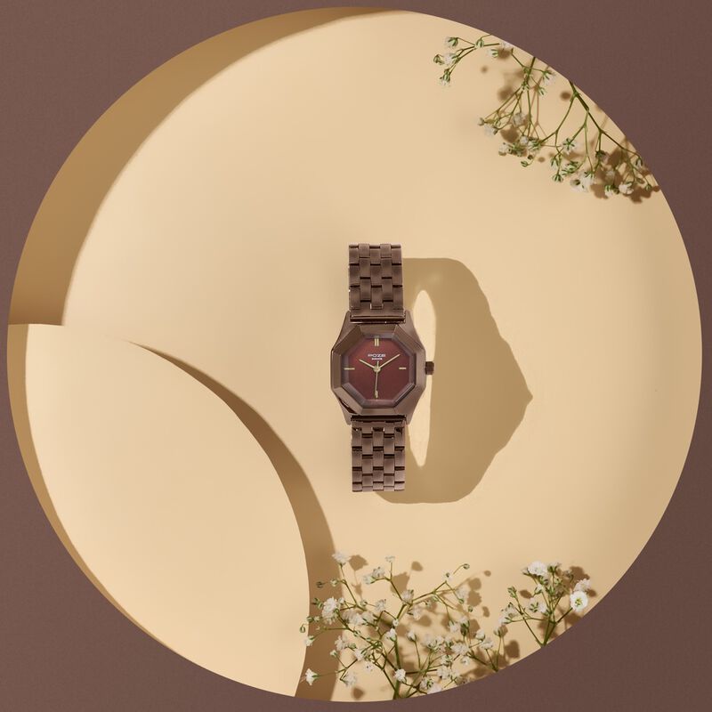 Poze By Sonata Quartz Analog Brown Dial Brown Metal Strap Watch For Women