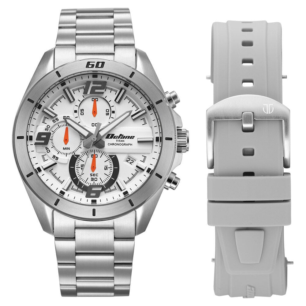 titan Octane Velocity Sporty White Dial Round Stainless Steel Watch For Men-picture-30
