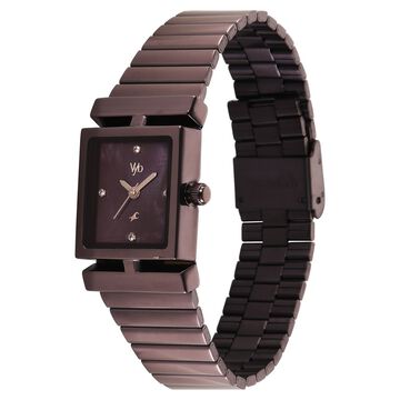 Vyb Showstopper By Fastrack Quartz Analog Brown Dial Brown Stainless Steel Strap Watch For Girls