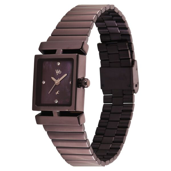 Vyb Showstopper By Fastrack Quartz Analog Brown Dial Brown Stainless Steel Strap Watch For Girls - image number 4