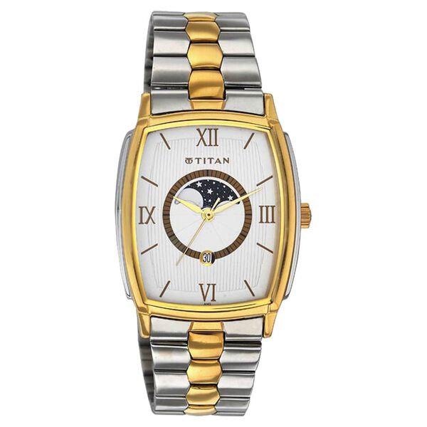 Titan Moonphase Silver Dial Quartz Metal Strap watch for Men - image number 0