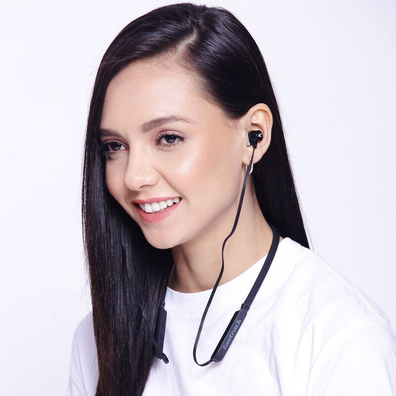 Buy Online Reflex Tunes Behind the Neck Black Wireless Earphones