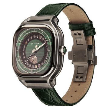 Titan Stellar Automatic Malachite Dial Leather Strap Watch for Men
