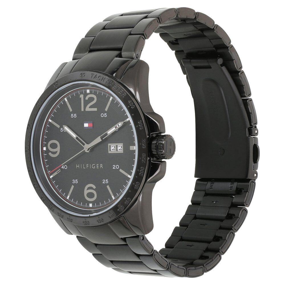 Tommy Hilfiger Quartz Analog with Day and Date Black Dial Metal Strap Watch for Men
