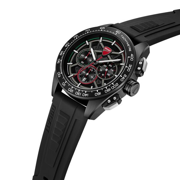 Ducati Quartz Chronograph Black Dial Black Silicone Strap Watch For Men - image number 1