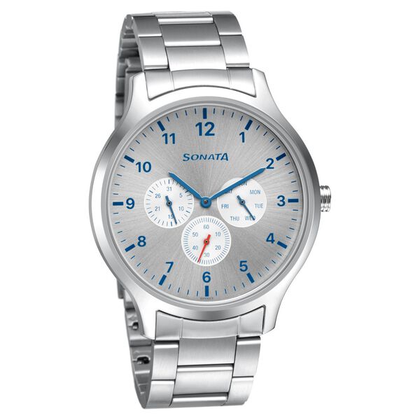 Sonata Quartz Analog Silver Dial Metal Strap Watch for Men - image number 0