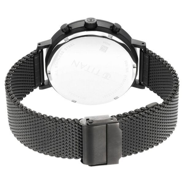 Titan Quartz Analog with Day and Date Black Dial Stainless Steel Strap Watch for Men - image number 4