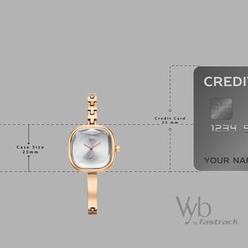 Vyb Aurora By Fastrack Quartz Analog Silver Dial Rose Gold Metal Strap Watch For Girls