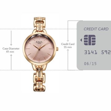 Titan Raga Showstopper Quartz Analog Rose Gold Dial Metal Strap Watch For Women