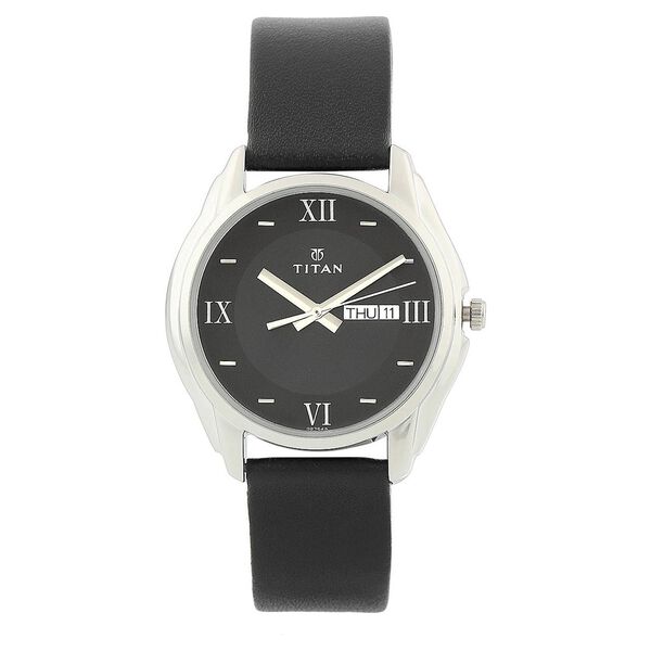Titan Analog Black Dial with Day and Date Leather Strap Watch for Men - image number 0