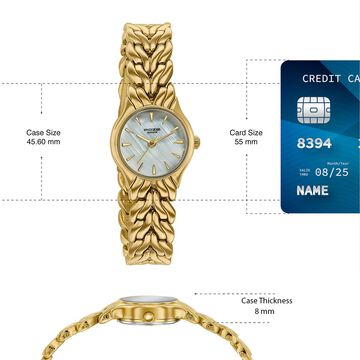 Poze Poze Quartz Analog White Dial Golden Metal Strap Watch For Women
