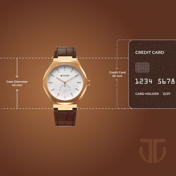 Titan Contour Analog with Small Second and White Dial Brown Leather Strap Watch for Men