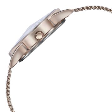 Sonata Poze Quartz Analog White Dial Rose Gold Color Stainless Steel Strap Watch For Women