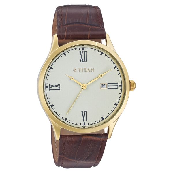 Titan Quartz Analog with Date Champagne Dial Watch for Men - image number 0